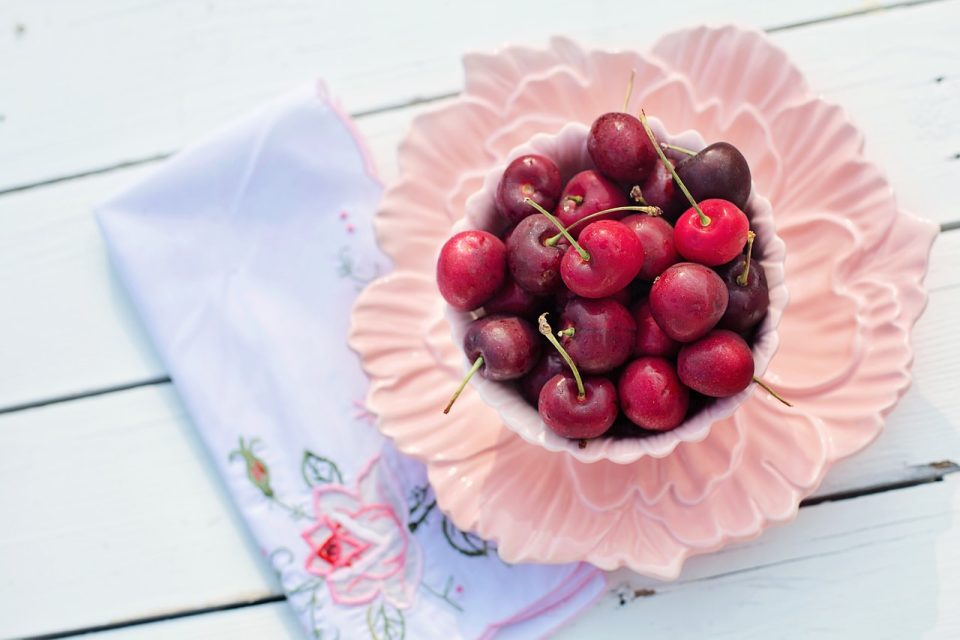 Cherries Bowl Fruits Dessert Food Fresh Healthy