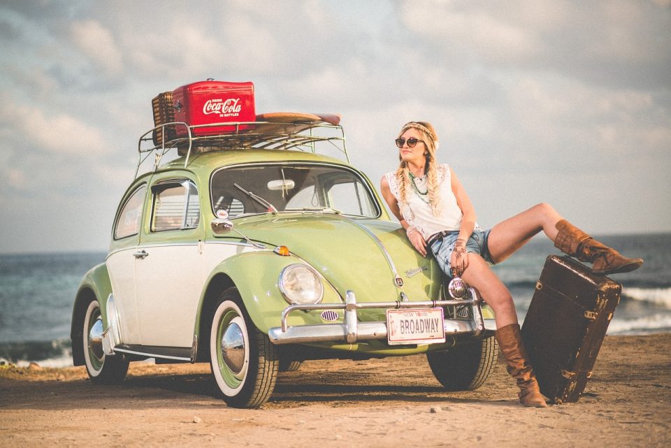 bean, samhail, hippie, faisean, stíl, bean stylish, volkswagen, ciaróg, carr, clasaiceach, seanré, gluaisteán, feithicleach