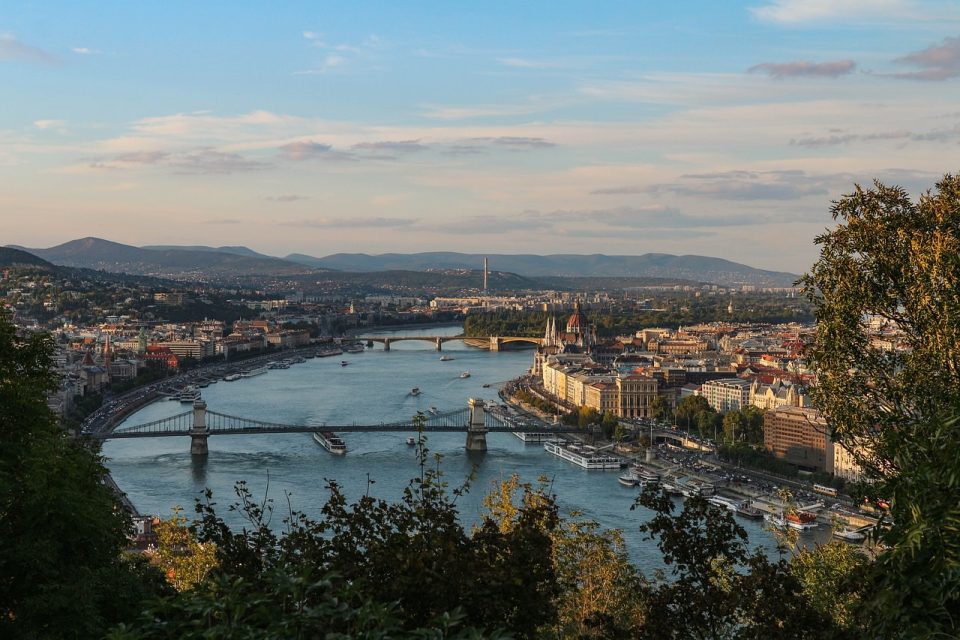 Rio Budapeste Hungria Arquitetura Pôr Do Sol
