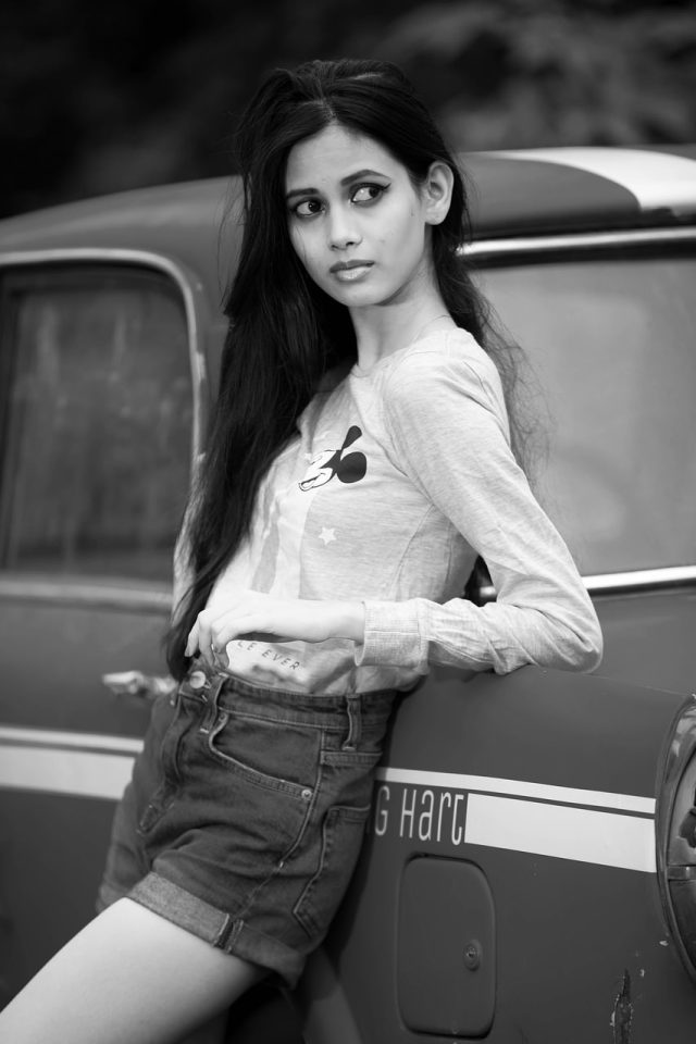 Modèle, femme, posant, voiture, beauté, attraction, document, femme, fille