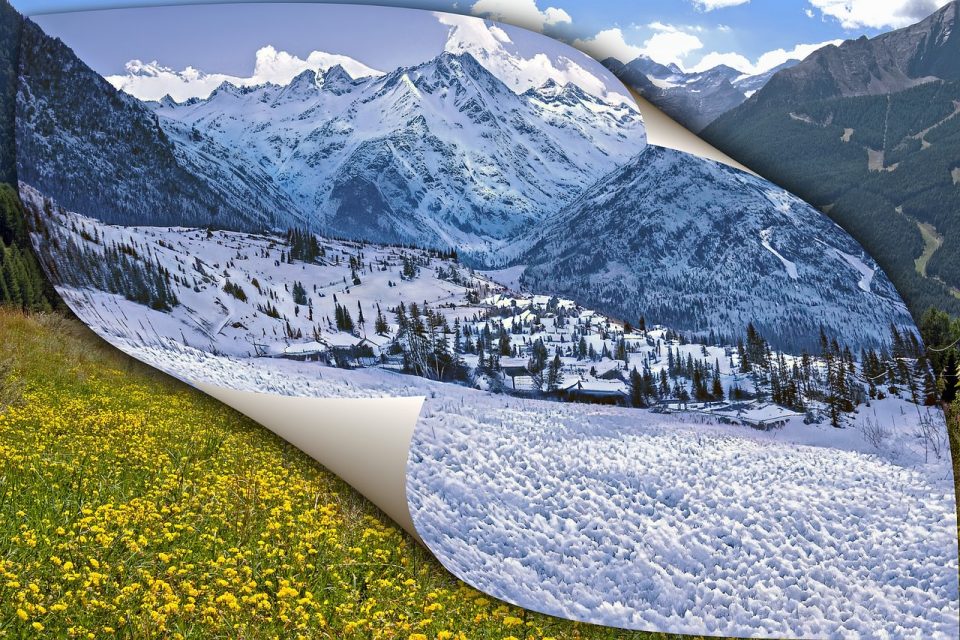 Alpine Berge, Wechsel der Jahreszeiten, Berglandschaften, Jahreszeiten