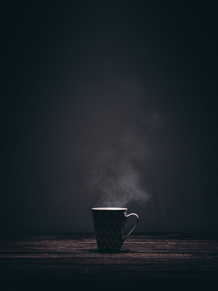 Taza Humeante Fumar Café Té Beber Oscuro