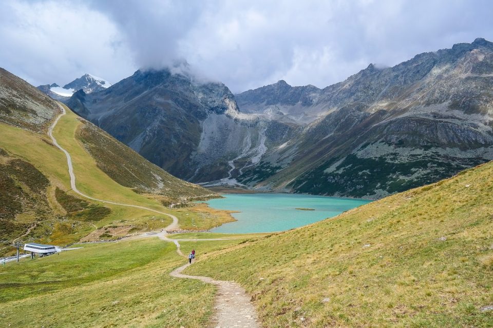 Alpint Berg Landskap Bergsee Vatten Rifflsee