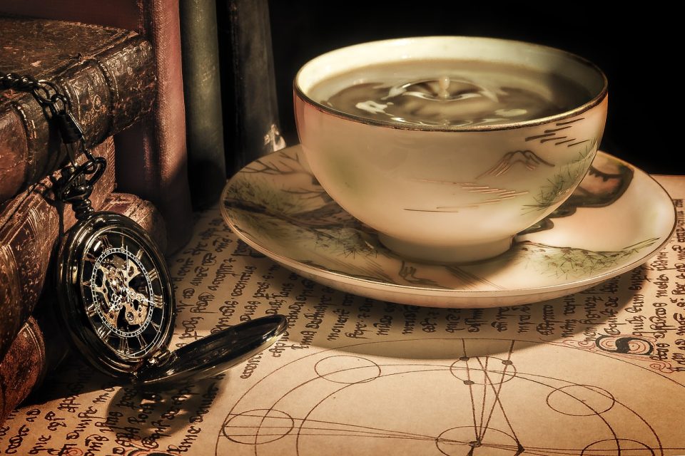 咖啡 茶 杯子 时间 马克杯 茶碗 咖啡杯 手表 怀表 钟 喝 古董 老的 优质的